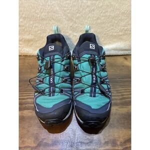 Salomon Goretex Hiking Run Trail Green Black X-Ultra Shoes Womens 7.5